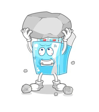the medicine package lifting rock cartoon character vector