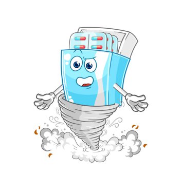 the medicine package in the tornado cartoon character vector