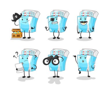the medicine package Pirate group character. cartoon mascot vector