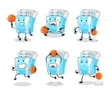 the medicine package basketball player group character. mascot vector