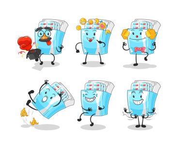 the medicine package comedy set character. cartoon mascot vector