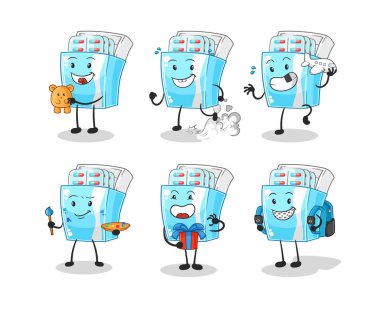 the medicine package children group character. cartoon mascot vector