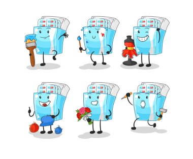 the medicine package artist group character. cartoon mascot vector