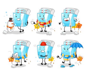 the medicine package in cold weather character mascot vector