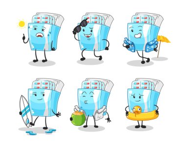 the medicine package holiday character. cartoon mascot vector