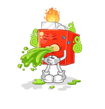 the lighter throw up cartoon. cartoon mascot vector