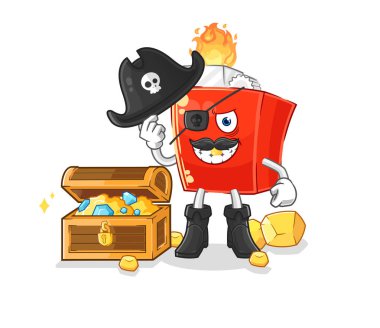 the lighter pirate with treasure mascot. cartoon vector