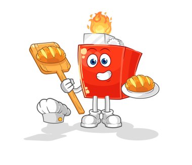 the lighter baker with bread. cartoon mascot vector