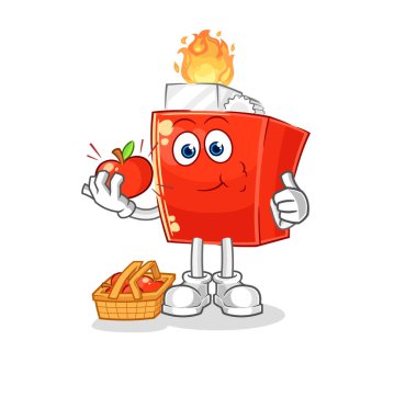 the lighter eating an apple illustration. character vector