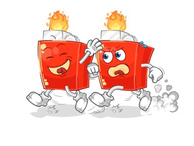 the lighter play chase cartoon. cartoon mascot vector