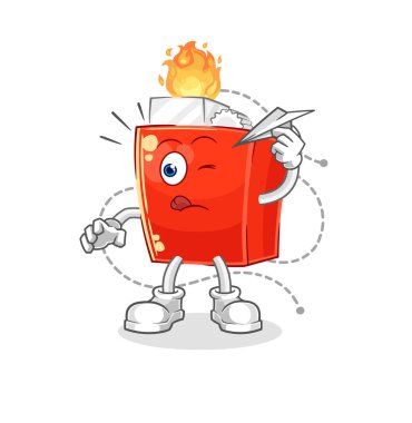 the lighter with paper plane character. cartoon mascot vector