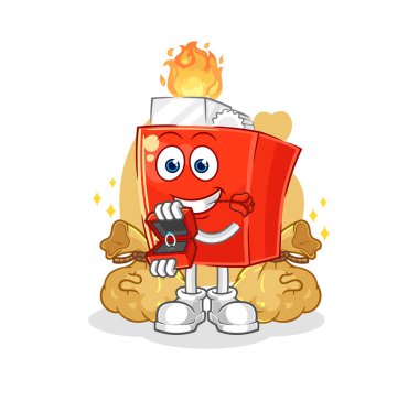 the lighter propose with ring. cartoon mascot vector