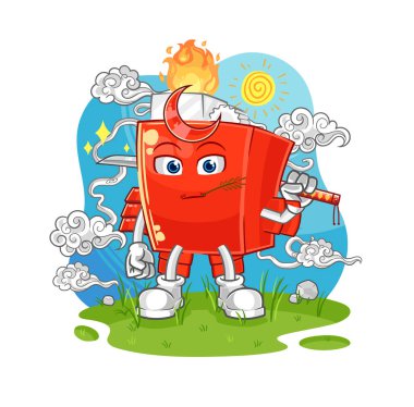 the lighter samurai cartoon. cartoon mascot vector