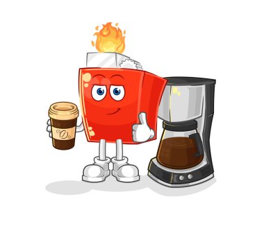 the lighter drinking coffee illustration. character vector