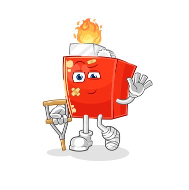the lighter sick with limping stick. cartoon mascot vector