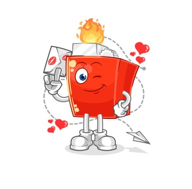 the lighter hold love letter illustration. character vector