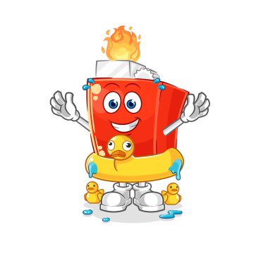 the lighter with duck buoy cartoon. cartoon mascot vector