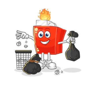 the lighter Throw garbage mascot. cartoon vector