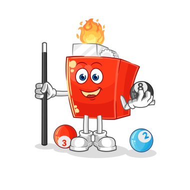 the lighter plays billiard character. cartoon mascot vector