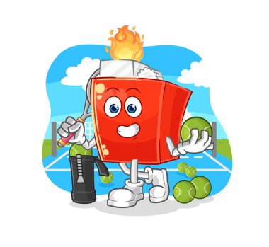 the lighter plays tennis illustration. character vector