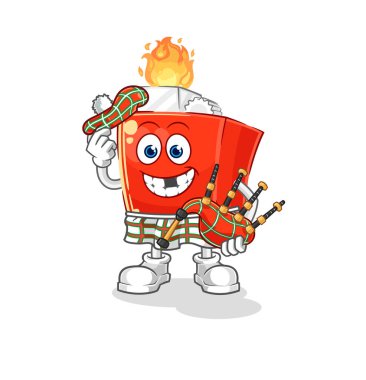 the lighter scottish with bagpipes vector. cartoon character