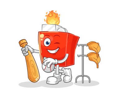 the lighter playing baseball mascot. cartoon vector
