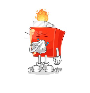 the lighter blowing nose character. cartoon mascot vector