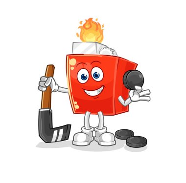 the lighter playing hockey vector. cartoon character