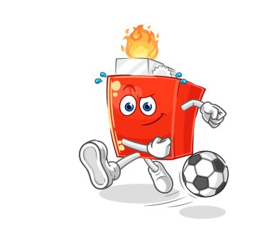 the lighter kicking the ball cartoon. cartoon mascot vector