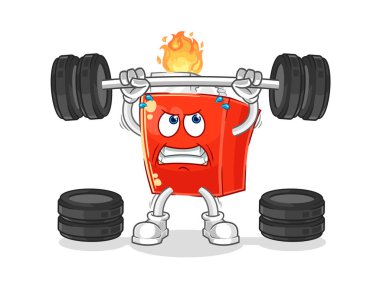 the lighter lifting the barbell character. cartoon mascot vector