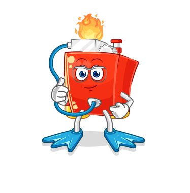 the lighter diver cartoon. cartoon mascot vector