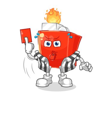 the lighter referee with red card illustration. character vector