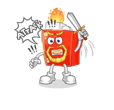 the lighter knights attack with sword. cartoon mascot vector