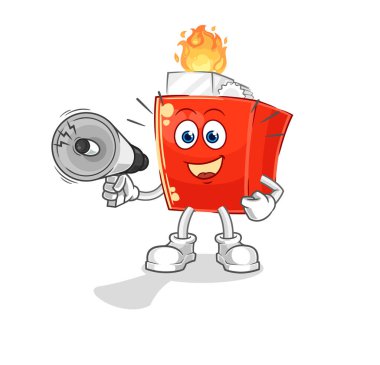 the lighter holding hand loudspeakers vector. cartoon character