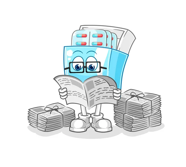 the medicine package read newspaper cartoon. character vector