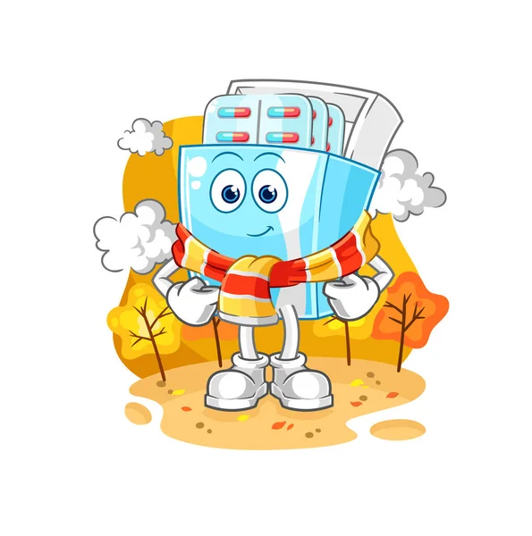 the medicine package in the autumn. cartoon mascot vector