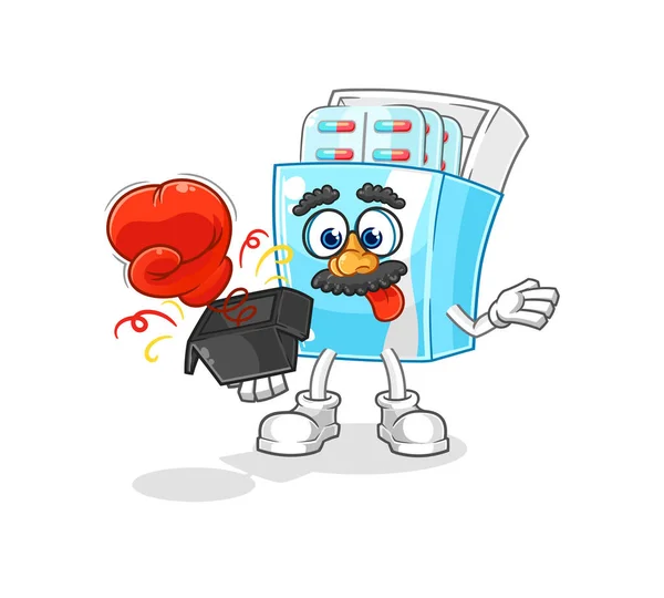 Medicine Package Prank Glove Box Cartoon Mascot — Image vectorielle