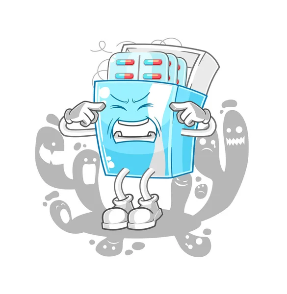 Depressed Medicine Package Character Cartoon Vector — 图库矢量图片