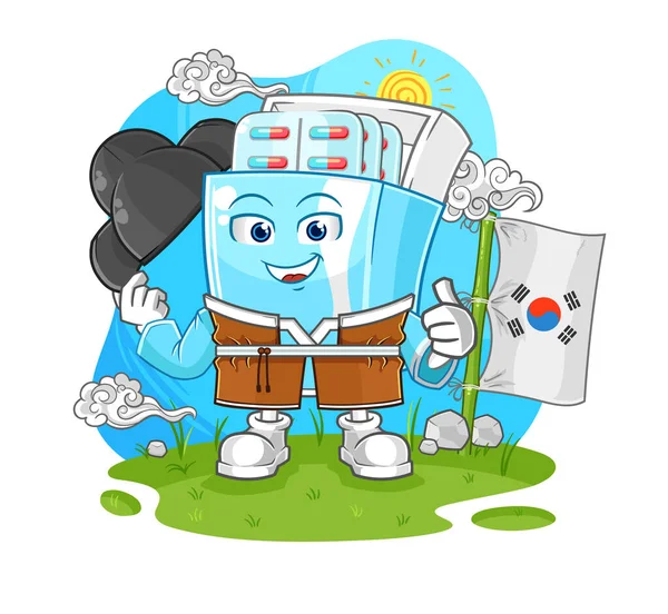 Medicine Package Korean Culture Vector Cartoon Character — Vettoriale Stock