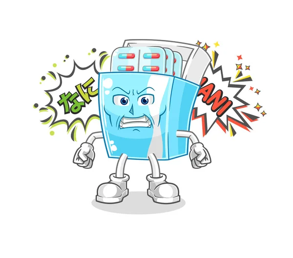 the medicine package anime angry vector. cartoon character