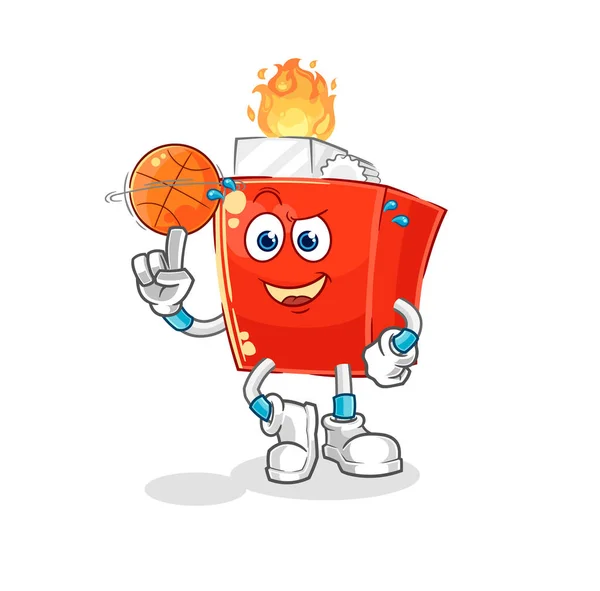 Mascotte Pallone Basket Più Leggera Vettore Dei Cartoni Animati — Vettoriale Stock