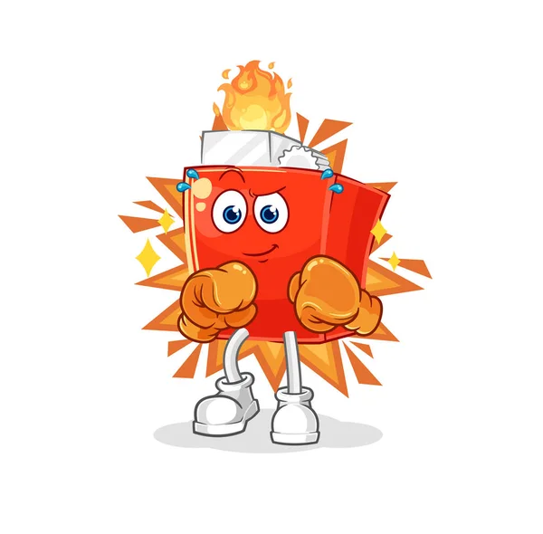 Lighter Boxer Character Cartoon Mascot Vector — Vettoriale Stock