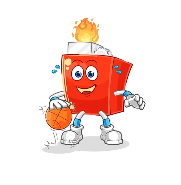 Lighter Dribble Basketball Character Cartoon Mascot Vector — Stock Vector