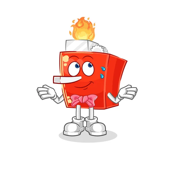 Lighter Lie Pinocchio Character Cartoon Mascot Vector — Wektor stockowy