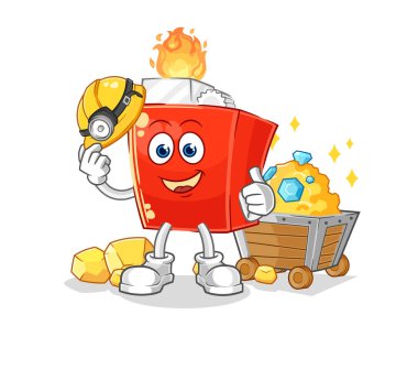 the lighter miner with gold character. cartoon mascot vector