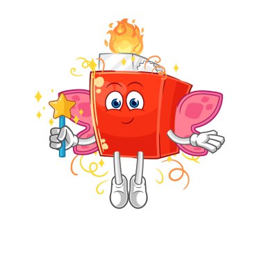 the lighter fairy with wings and stick. cartoon mascot vector
