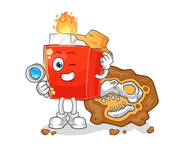 the lighter archaeologists with fossils mascot. cartoon vector