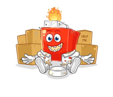 the lighter homeless character. cartoon mascot vector