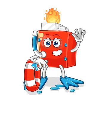 the lighter swimmer with buoy mascot. cartoon vector