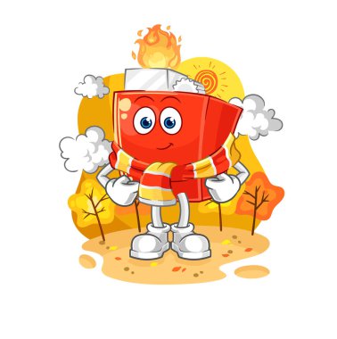 the lighter in the autumn. cartoon mascot vector